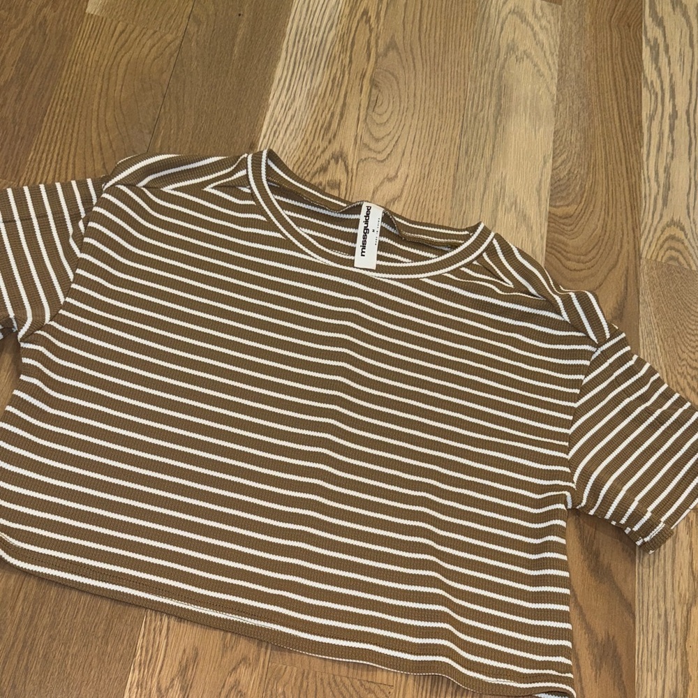 Missguided Tan and White Striped Top